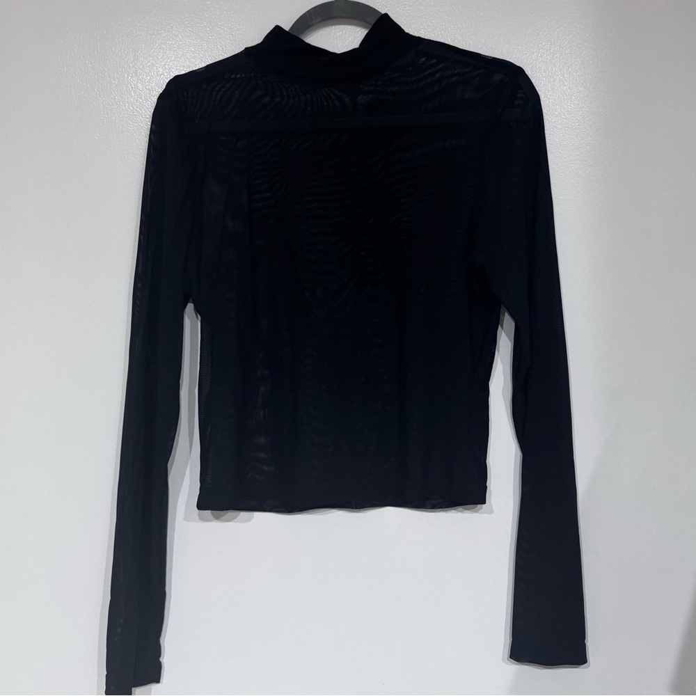 SHEIN Black Long-Sleeve Mock Neck Top
